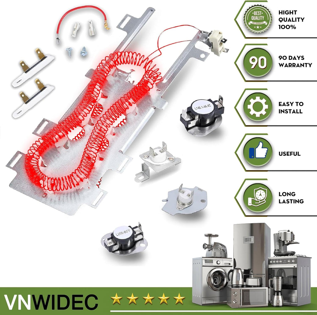 Dryer Heating Element Kit for Whirlpool WED9550WR0 WED95HEDW1 YWED75HEFW0