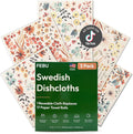 Swedish Dishcloths for Kitchen, 5 Pack, Watercolor Floral