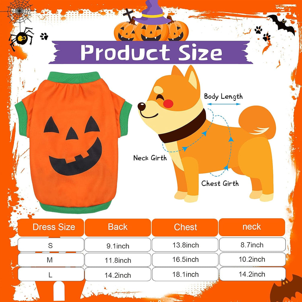 5 Pcs Halloween Dog Shirt & Clothes - Pumpkin Ghosts Skeletons Pet Costume - Funny Scary Dog Apparel - Party Cosplay
