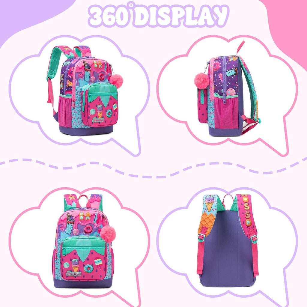 Girls Backpack for School Backpack for Girls 8-12 with Lunch Box Back to School Supplies Backpacks for Kids 10-12