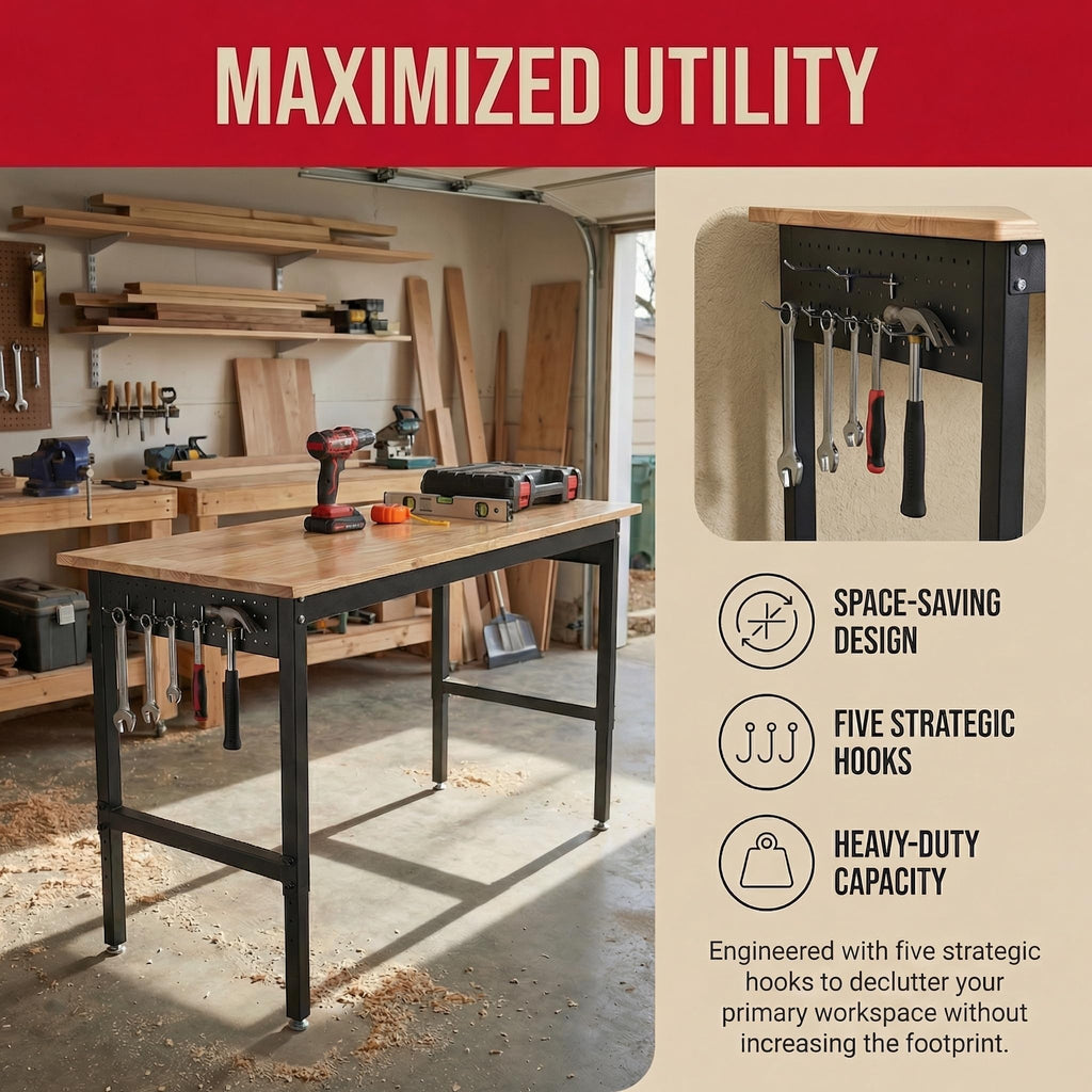 60 Inch Adjustable Workbench for Garage