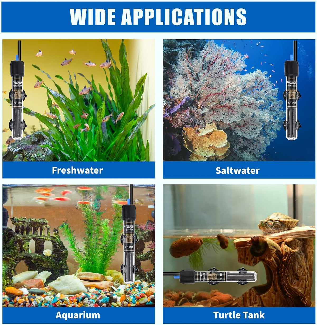 300 Watt Aquarium Fish Tank Heater with Aquarium Submersible Thermometer
