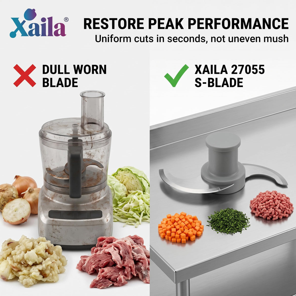 Xaila 27055 S Blade Replacement for Robot Coupe R2 Series Processor