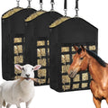 Hay Bag for Horses Goat: 3pcs Large Capacity Oxford Hay Feeder Bag with Hay Nets&Adjustable Strap