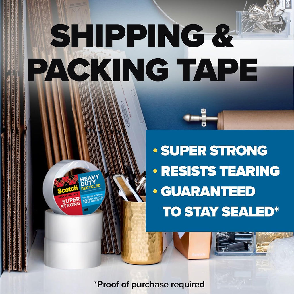 Heavy Duty Recycled Packing Tape, 1.88 in x 54.6 yd, 6 Rolls