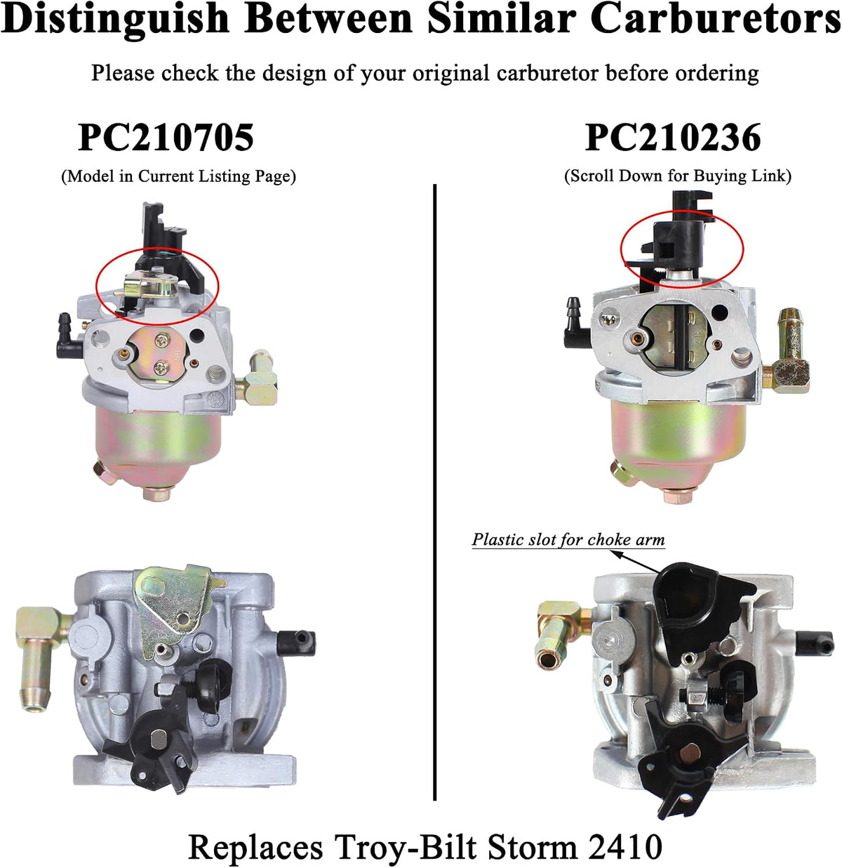 951-12705 Carburetor for Troy-Bilt Storm 2410 2620 31AS62N2711 31AS2P5C711