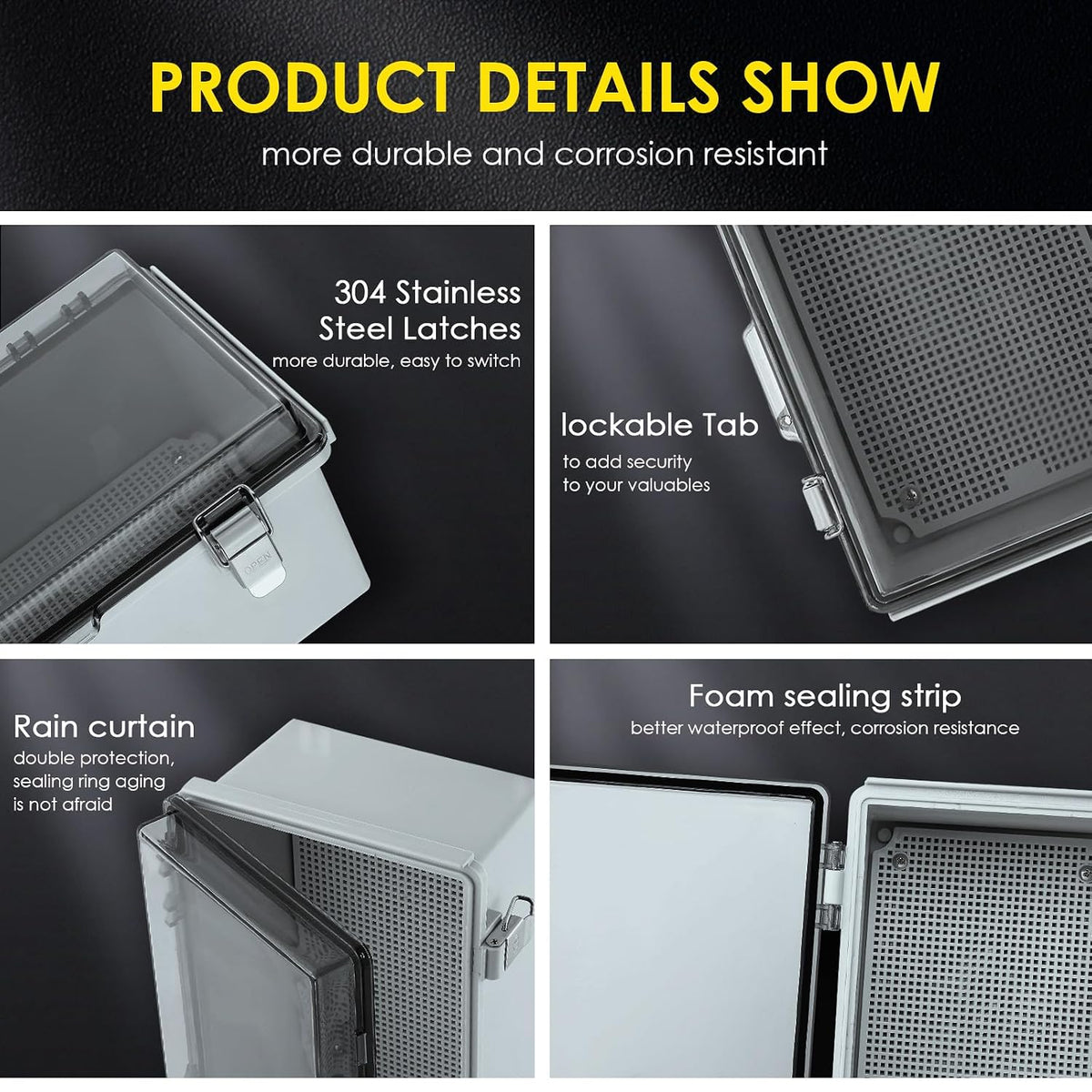 IP67 ABS Outdoor Electrical Junction Box Waterproof with Aluminum DIN Rail