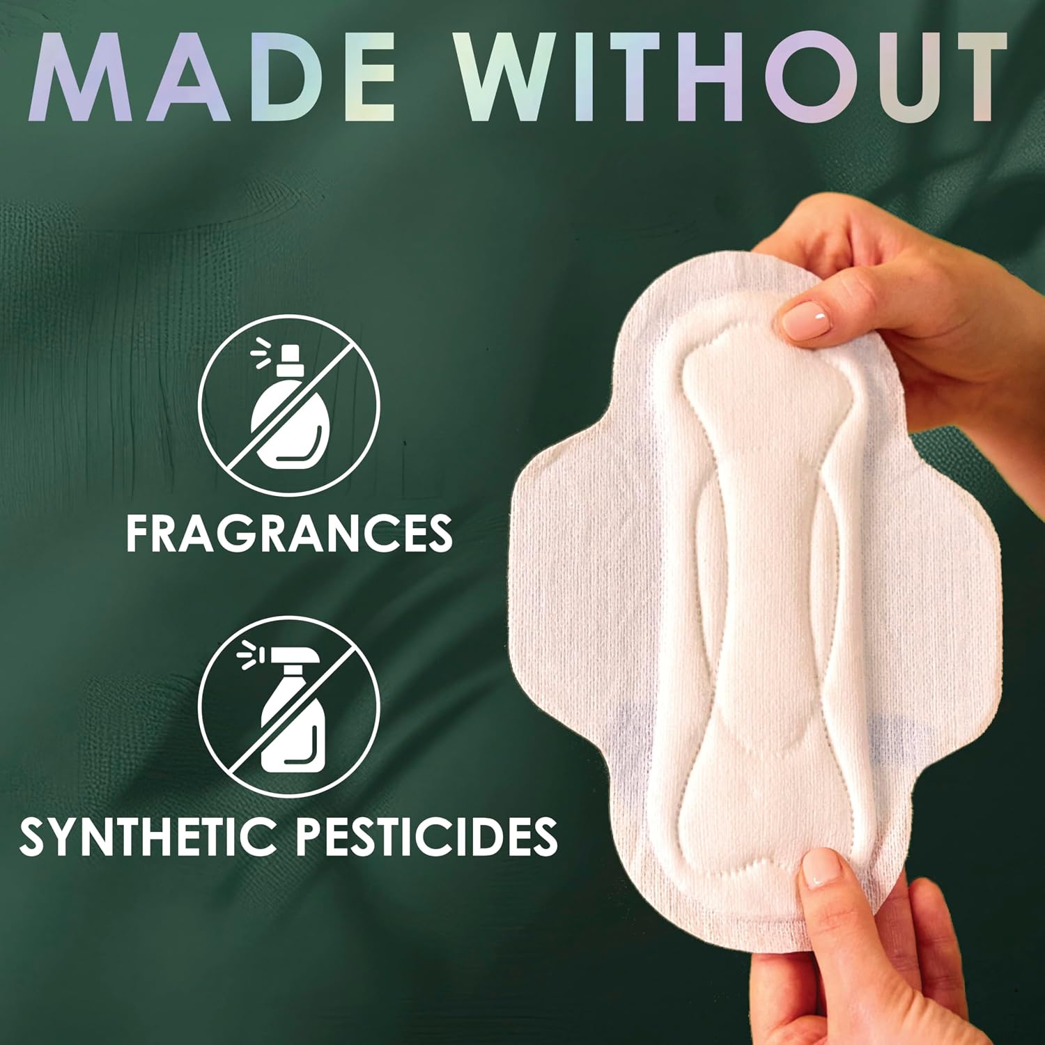 L. Ultra Thin Pads for Women, Organic Cotton Top Layer, Super Absorbency, Menstrual Pads with Wings, Made Without