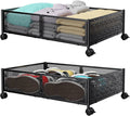 Under Bed Storage Containers with Wheels, Under Bed Shoe Storage Organizer Drawer, Tool-free Assembly Metal Storage