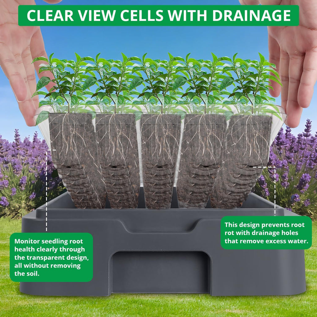 Seed Starter Tray with Grow Light, Heated Seed Starter Kit | Temperature Display, Humidity Dome Germination Kit