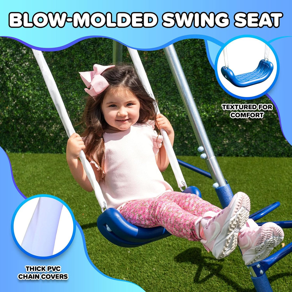 Taylor 700lbs Galvanized Metal Swing Set for Kids for Backyard & Outdoors with Teeter-Totter, Saucer & Standing