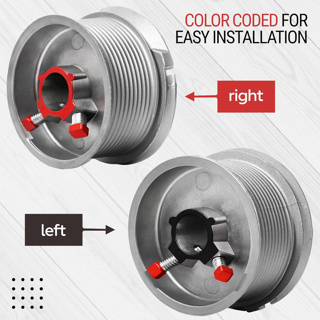 Garage Door Cable Drums Pair, Up to 12 Ft Doors, 1 Inch Tube Shaft