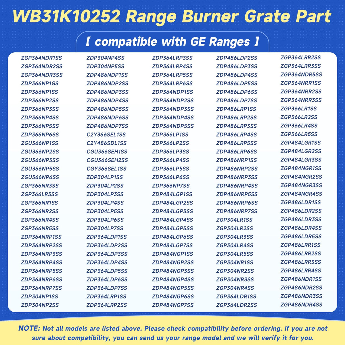 WB31K10252 Range Burner Grate Compatible with GE Range Grate Replacement