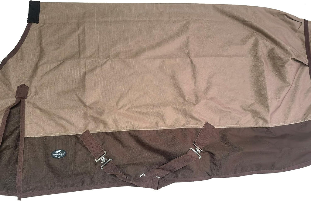 1200Denier Waterproof and Breathable Horse Sheet TGW RIDING Horse Blanket Standard Neck Turnout Sheet (72", Tan/Brown)