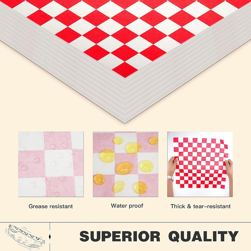 2000 Pcs Deli Paper Sheets 12x12 Food Basket Liners, Red