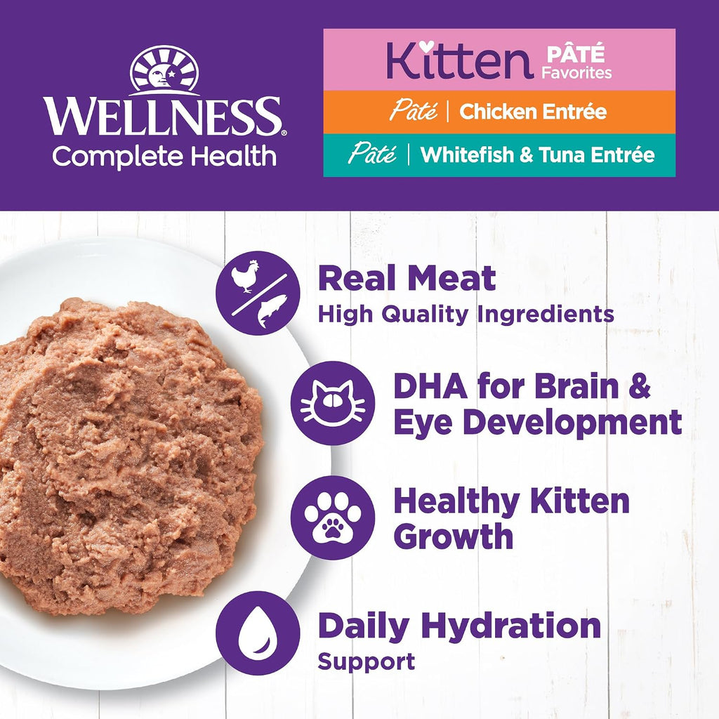 Complete Health Pate Variety Pack Kitten Canned Wet Cat Food, Natural, Protein Rich, Grain Free, Whitefish and