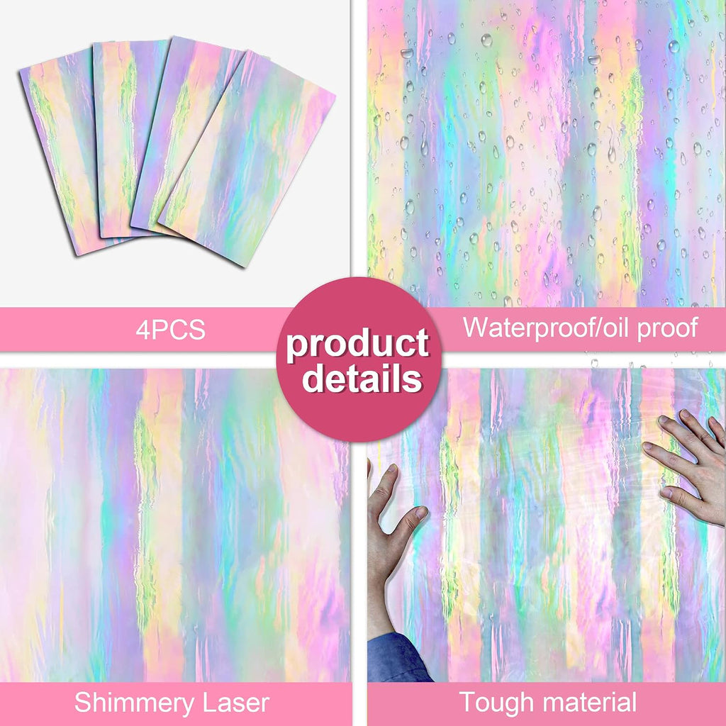 4 Pack Iridescence Plastic Tablecloths Disposable Galentines Day Decorations New Years Birthday Disco Bachelorette
