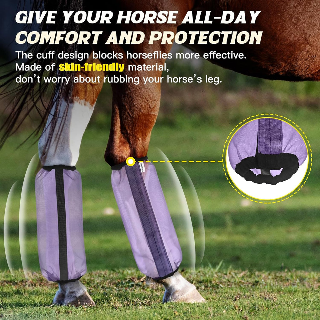 Fly Boots for Horses, Non-Slip Breathable Horse Fly Boots,Extra Tough Mesh Horse Fly Leggings Prevents Flies and