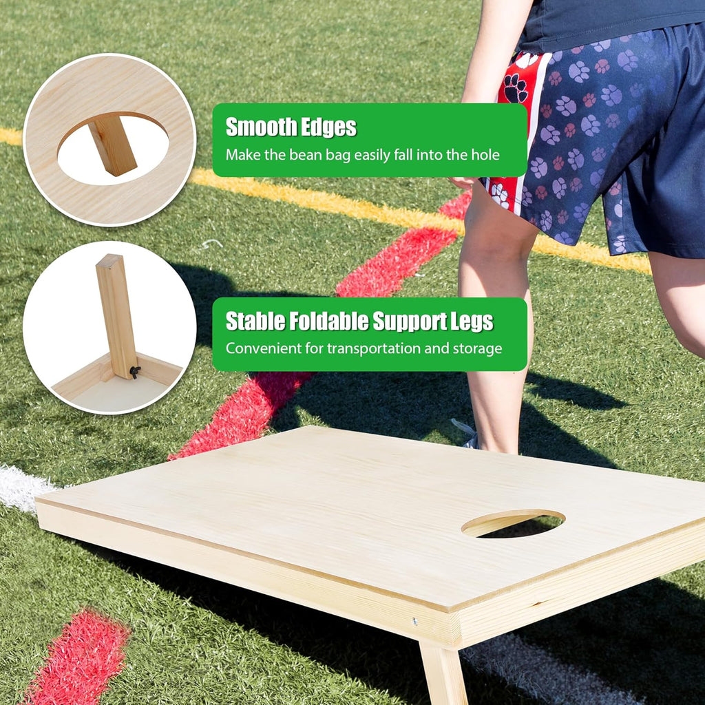4x2Ft or 3x2Ft Solid Wood Cornhole Game Board with 8 Bean Bags and Carrying Case for Outdoor Yard Beach Lawn Party
