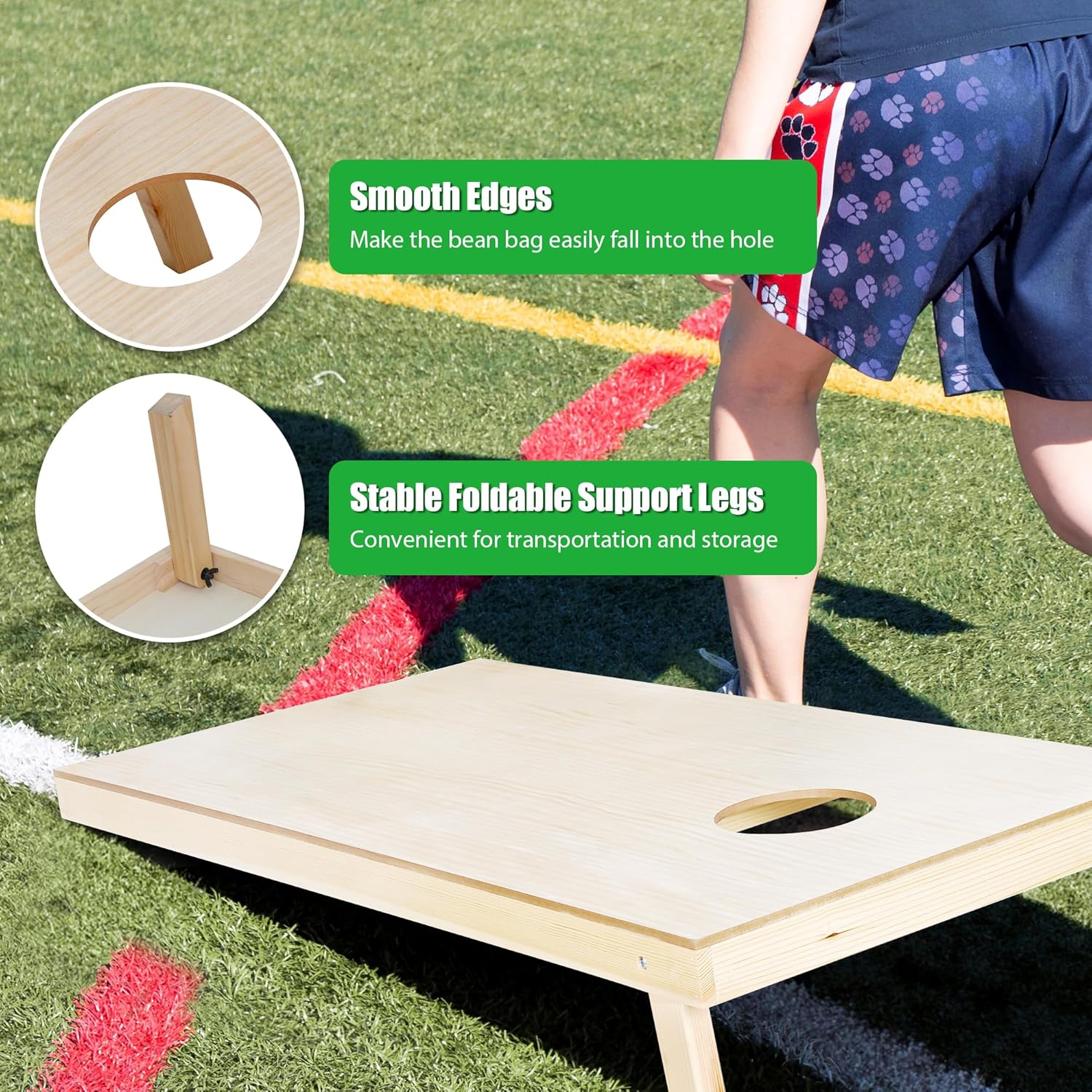 4x2Ft or 3x2Ft Solid Wood Cornhole Game Board with 8 Bean Bags and Carrying Case for Outdoor Yard Beach Lawn Party