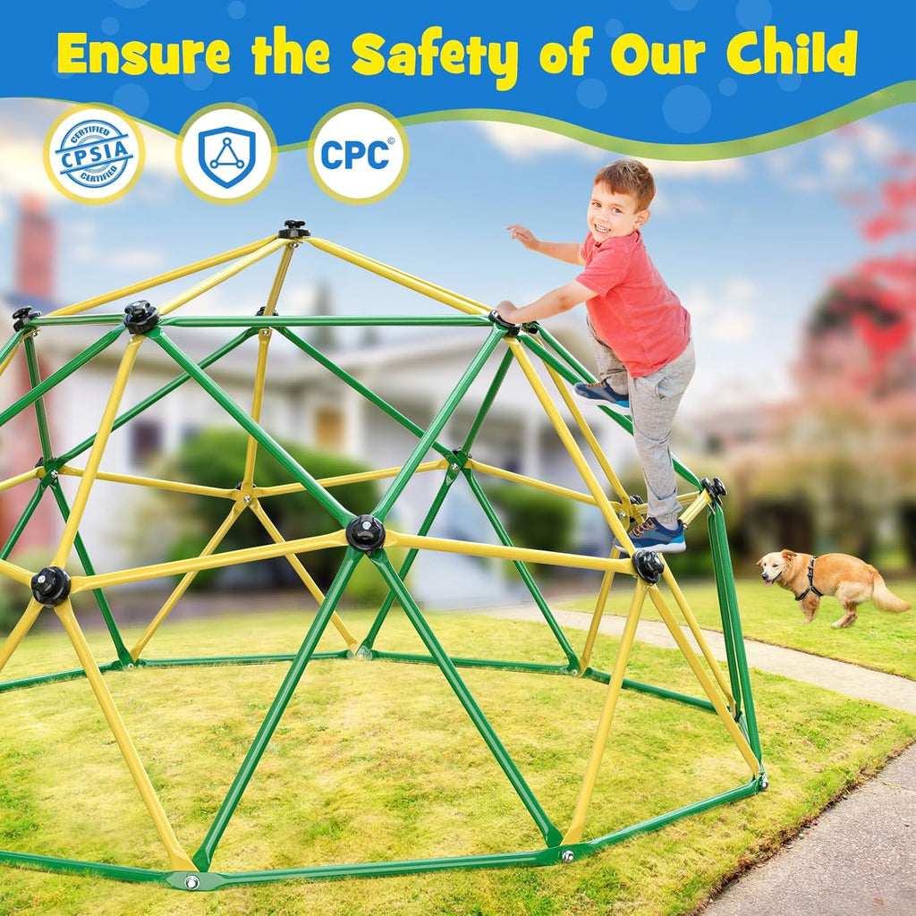 Climbing Dome with Hammock and Swing, 10FT Backyard Jungle Gym | 10FT dome with hammock and swing creates climbing