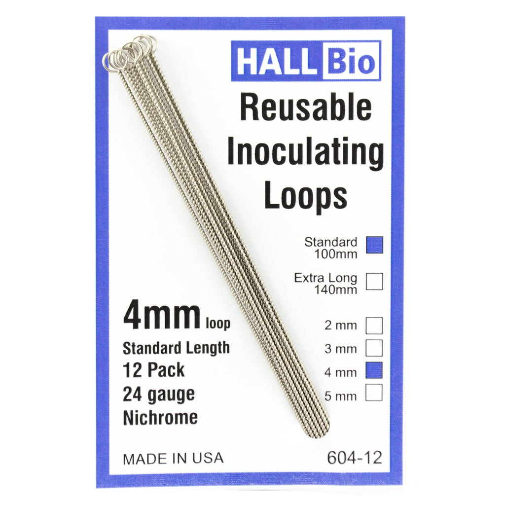 604-12 4mm x 100mm Reusable Inoculating Loops, Nichrome A (12 Pack)