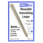 604-12 4mm x 100mm Reusable Inoculating Loops, Nichrome A (12 Pack)