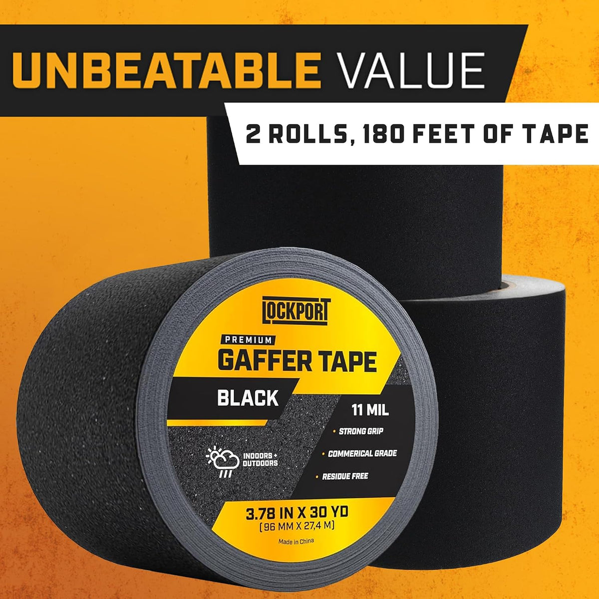 Black Gaffers Tape 4 Inch x 30 Yards - 2 Pack Pro Matte Gaff Tape