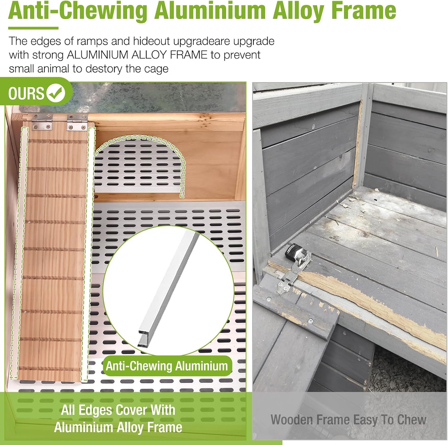 Guinea Pig Cages with Anti Chewing Sturdy Plastic Floor and Cool Zinc Plate, Indoor Rabbit Hutch with Hideout and