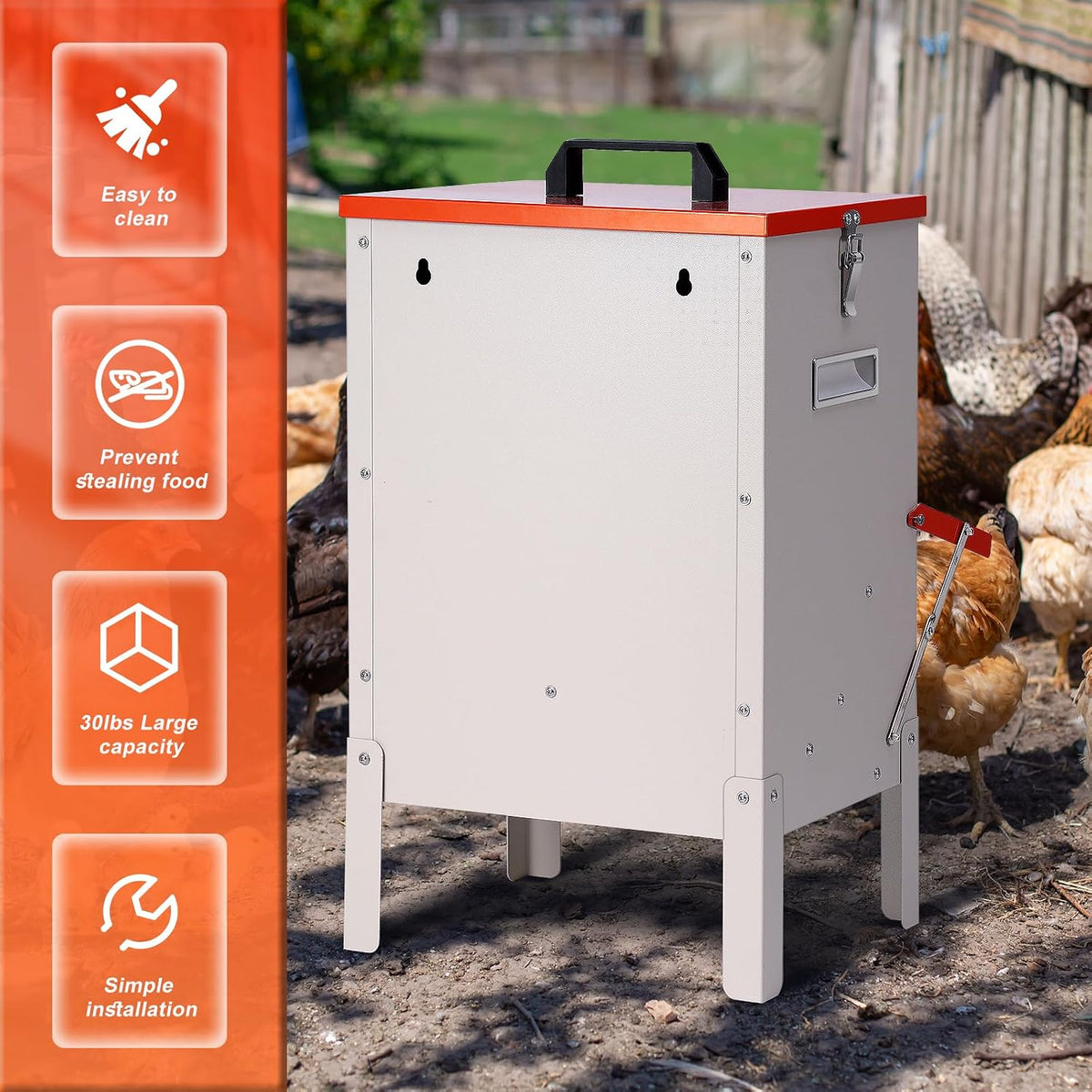 Automatic Chicken Feeder No Waste for Coop, Duck Feeder No Mess