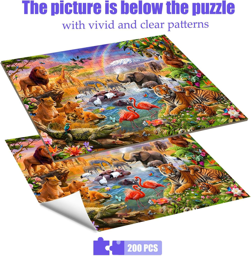 Puzzles for Kids Ages 6-8 8-10 Year Old - Animal World, 200 Pieces Jigsaw Puzzles for Kids, Learning Educational Toys