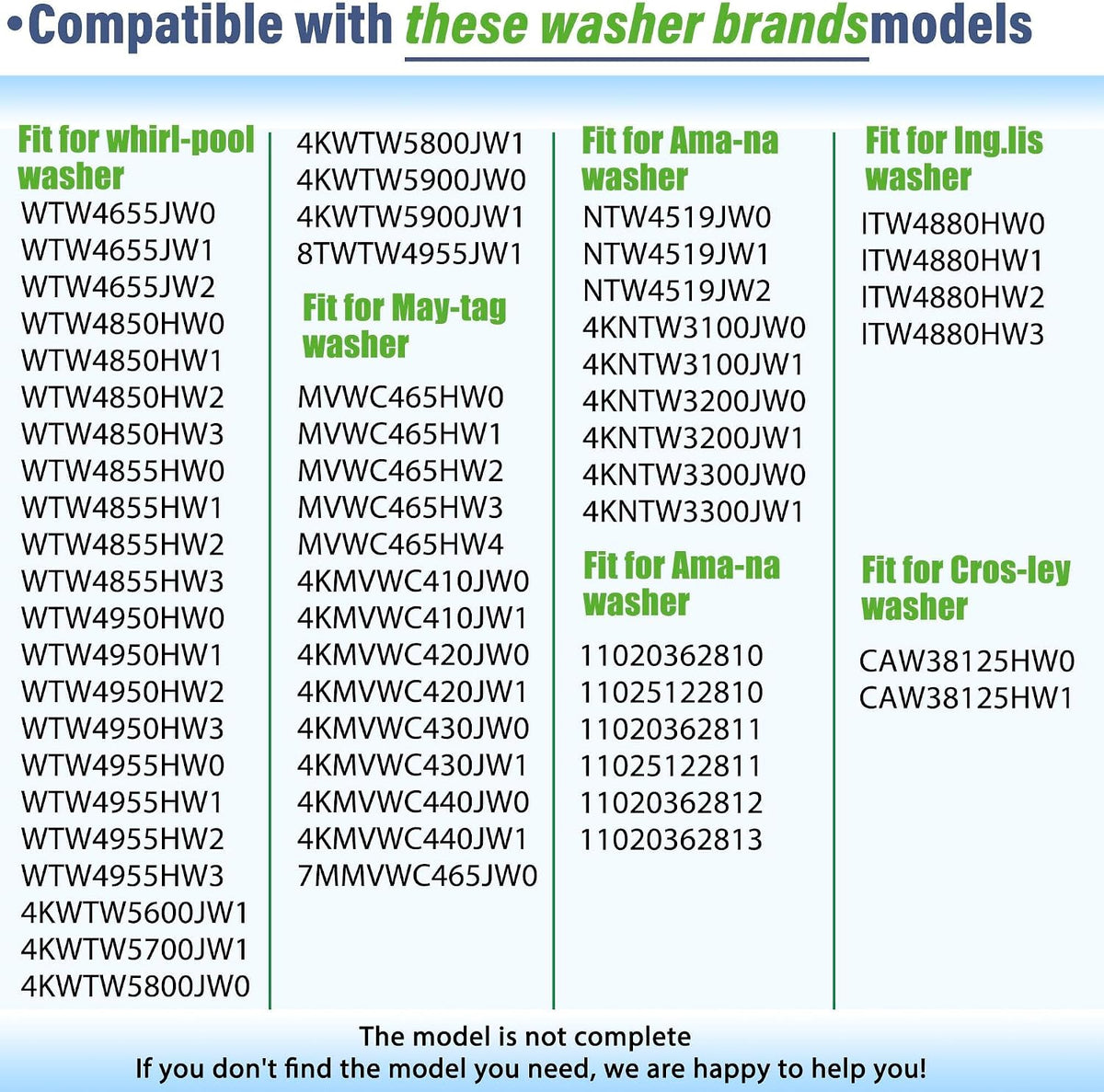 WTW4855HW1 WTW4955HW1 WTW4855HW2 Suspension Rods Fit for Whirl-pool Washer