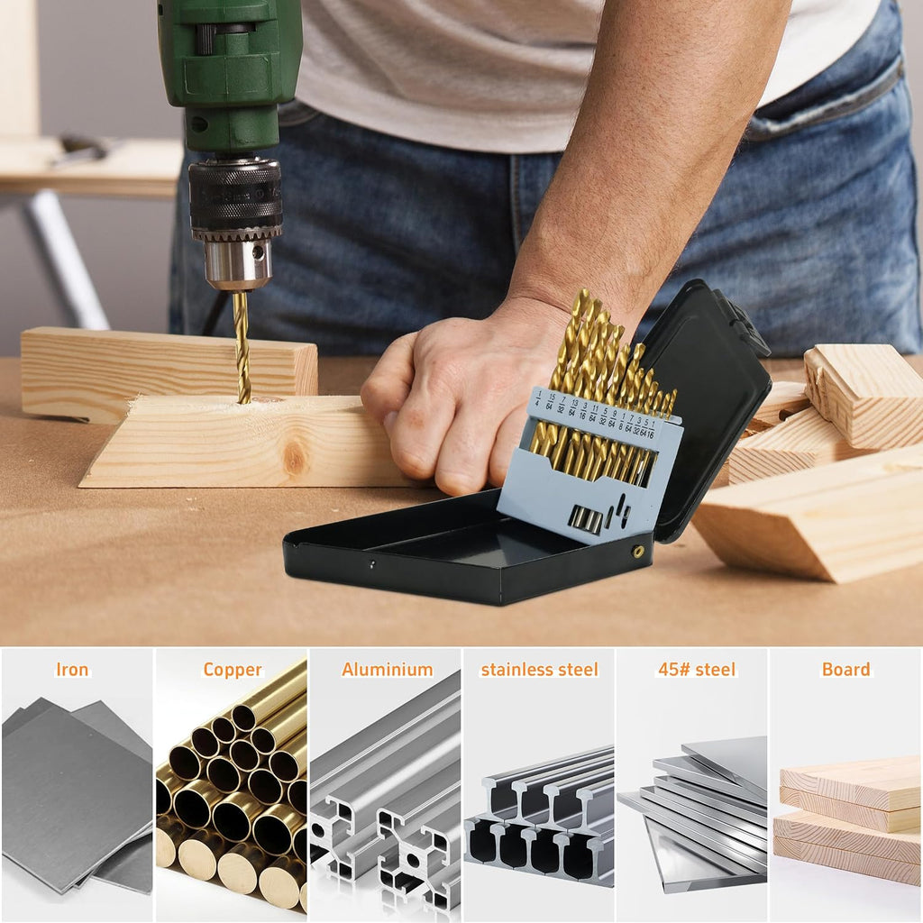 Cobalt Left Hand Drill Bit Set, 13Pcs (1/16”-1/4”)
