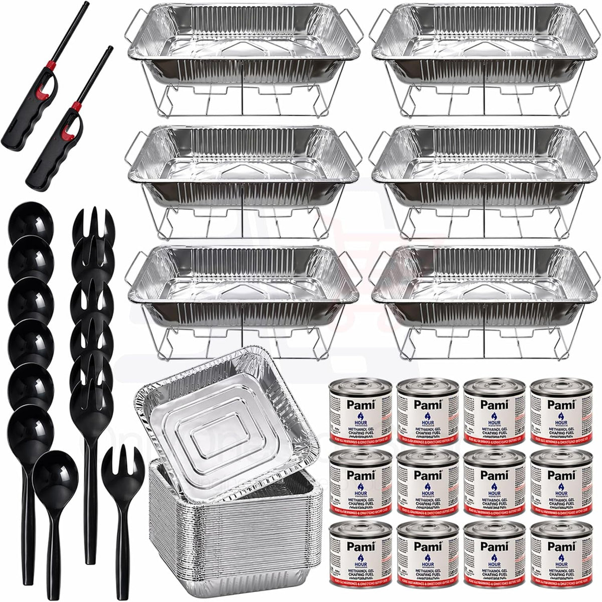 Chafing Dish Buffet Set Disposable | Buffet Servers and Warmers, Buffet Serving Kit | Includes Chafing Fuel, Wire