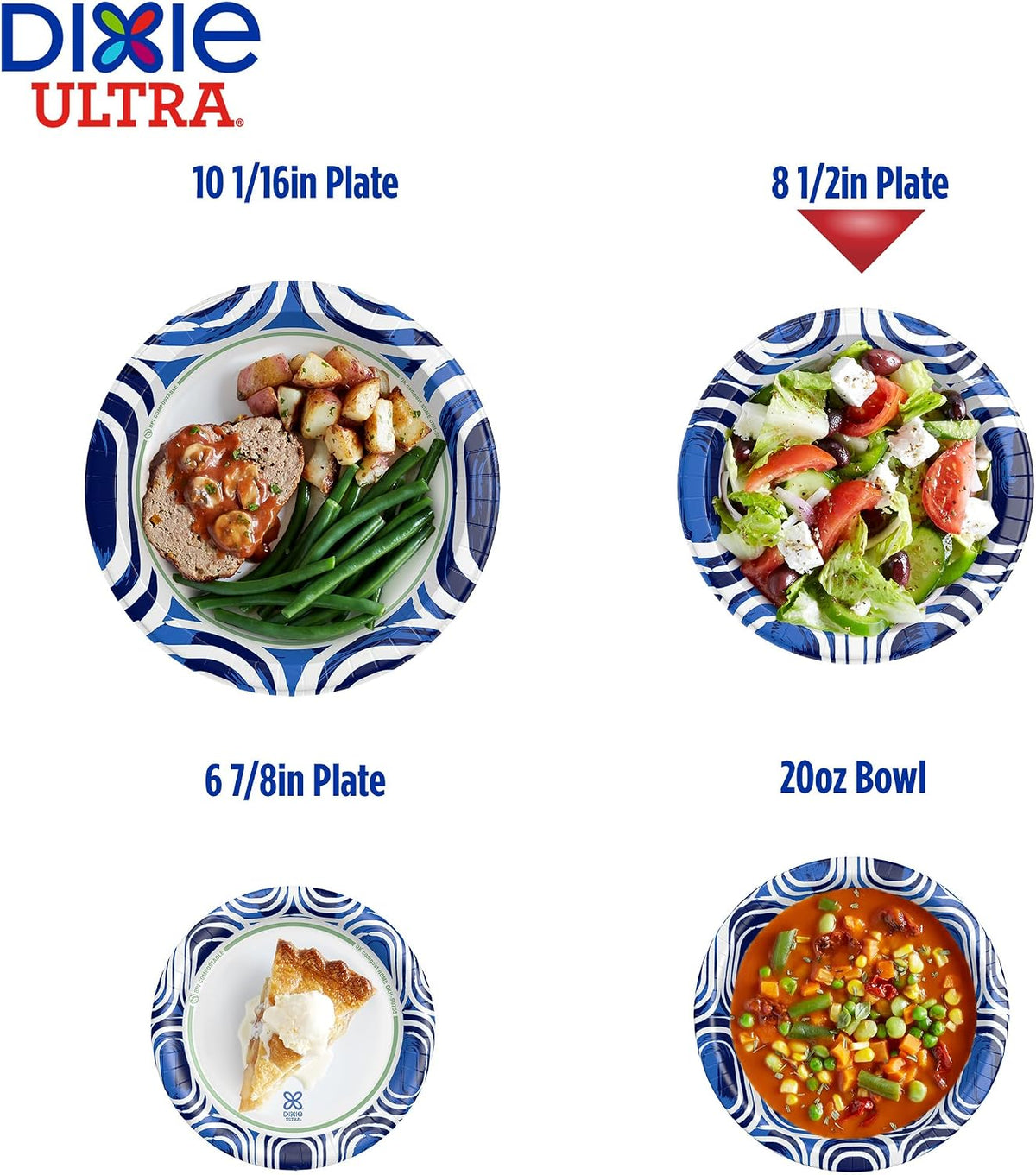 Medium Paper Plates, 8.5 Inch, 64 Count, 3X Stronger*, Heavy Duty, Microwave-Safe, Soak-Proof, Cut Resistant