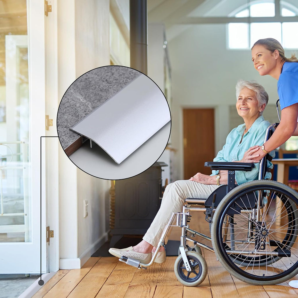 Aluminum Floor Transition Threshold Strip, Bridge the Height Gap Between 0.2 to 0.5 inches for Doorway Ramp Tiles