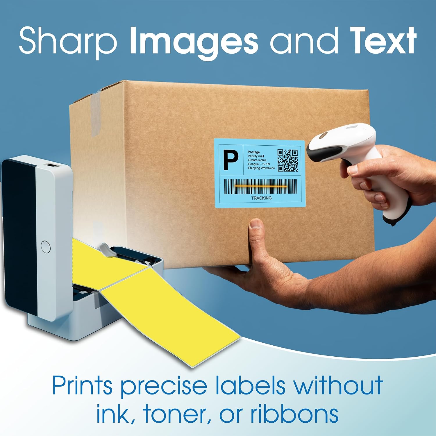 4" X 6" Blue Direct Thermal Fanfold Labels (500 Count, 1 Stack) - Printable | Postage Shipping Labels, Package