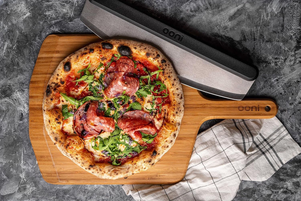 12” Bamboo Wood Pizza Peel –12 Inch Pizza Spatula Paddle, Wooden Pizza Cutting Board, Pizza Oven Accessories