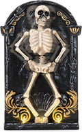 Halloween Decorations Animatronic Dancing Skeleton Built-in Tombstone with Music, Posable Arms & Legs Haunted House