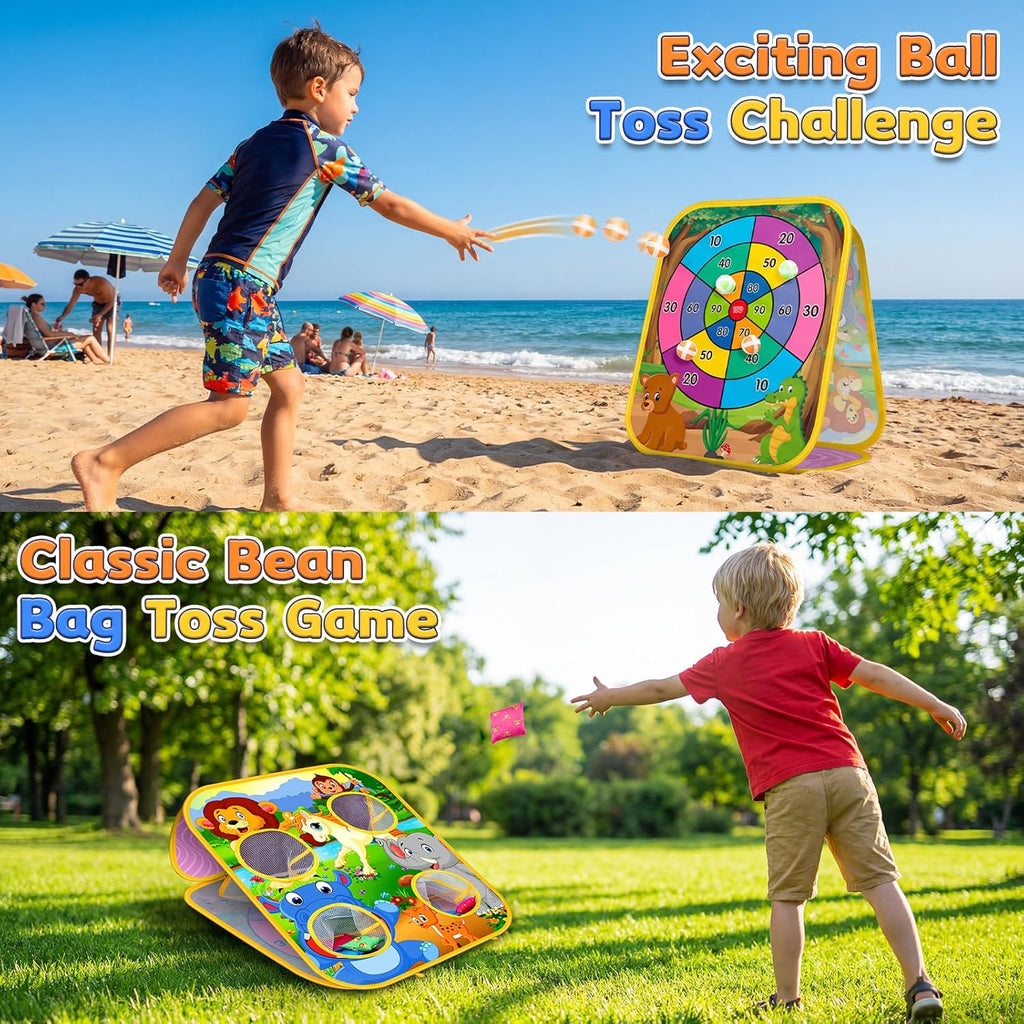 Bean Bag Toss Game for Kids - Cornhole Board Outdoor Toys for Toddlers -Party Activities Carnival Outside Yard