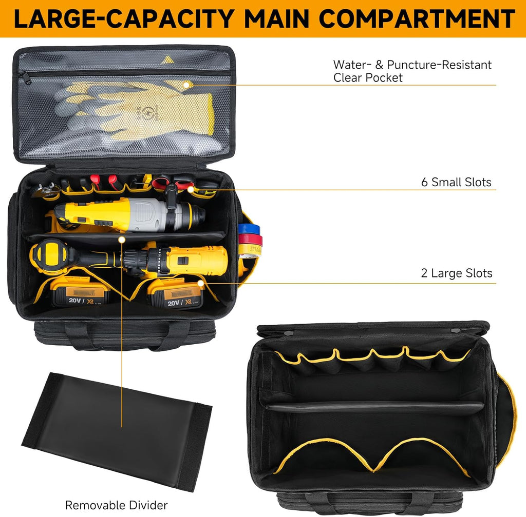 Tool Bag 15 Inch,Heavy Duty Tool Organizer,Tactical Range Tool Tote,30 Pockets & Anti-Friction