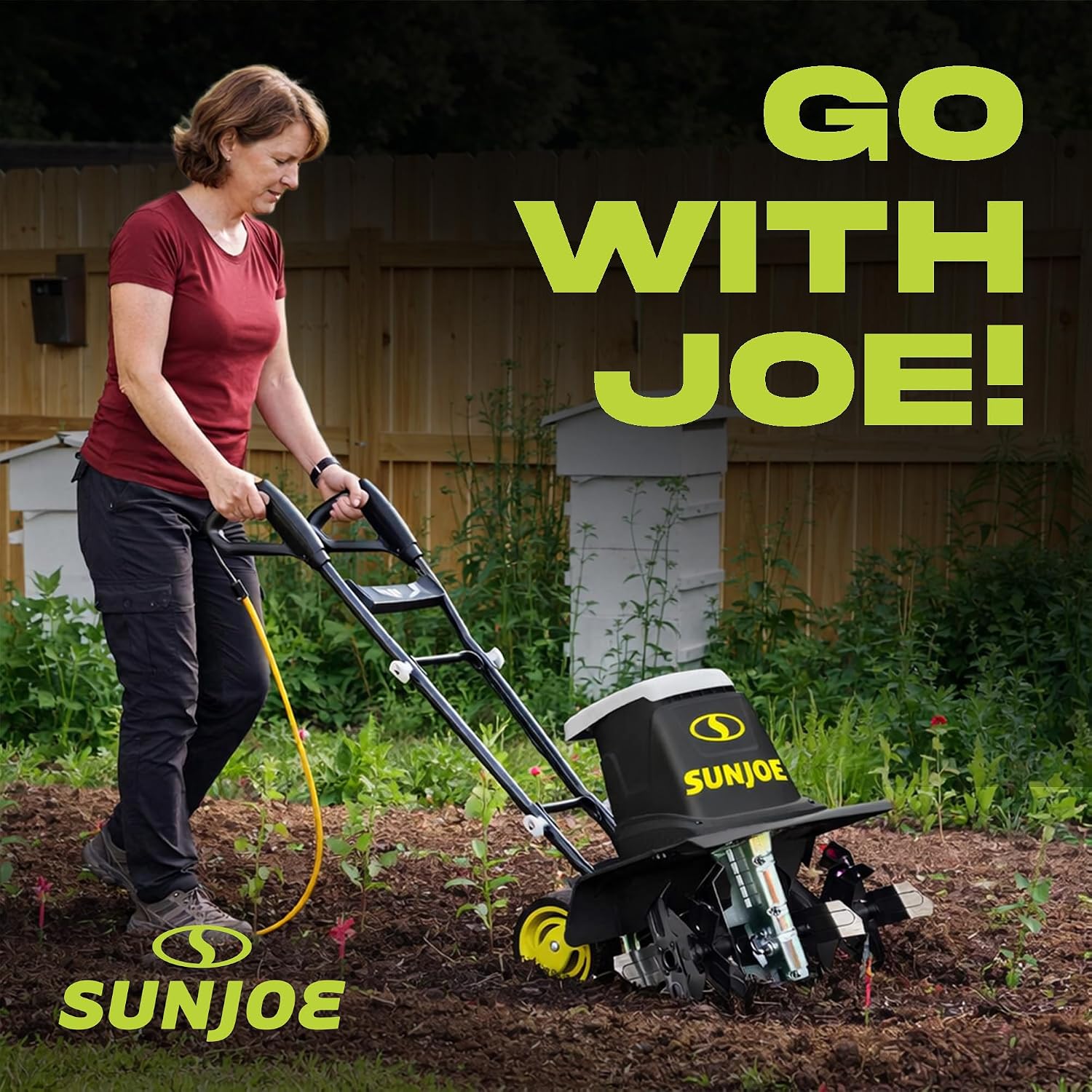 Corded Electric Garden Tiller & Cultivator with Steel Tines, 16 In, 12-Amp Motor - Heavy-Duty Tilling Machine and