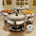 Chafing Dishes for Buffet, 4 Pack 5QT Round Stainless Steel Chafing Dish Set for Home Parties, Christmas Gatherings