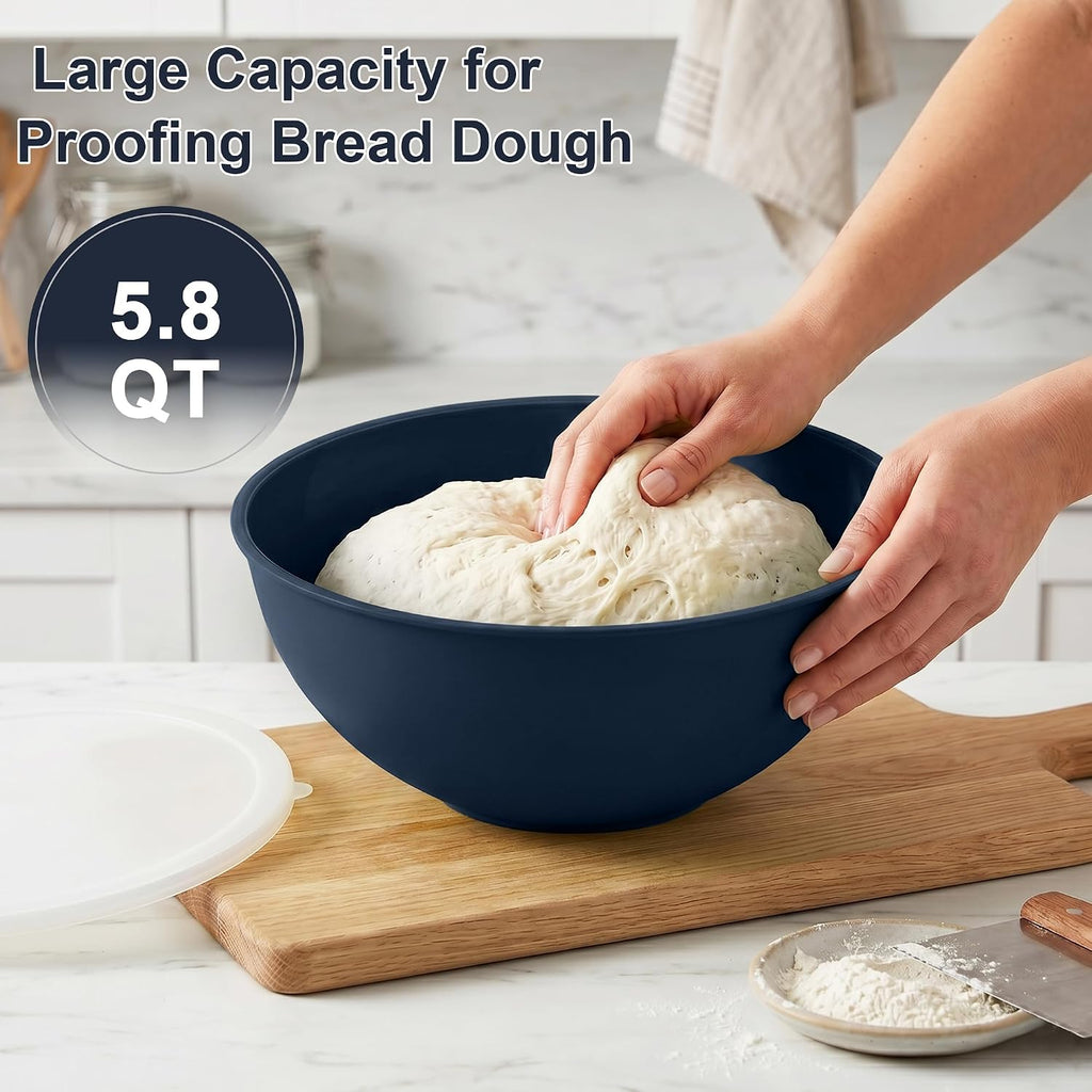 BPA Free Plastic Round Mixing Bowl with Lids, 12 Pack Nesting Bowls with Lids Set, Microwave and Dishwasher Safe Prep