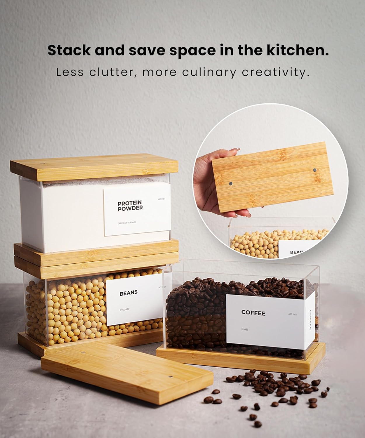Bamboo Food Dispenser | Kitchen Organizers and Storage | Airtight Pantry Organizers and Storage Container | Cereal