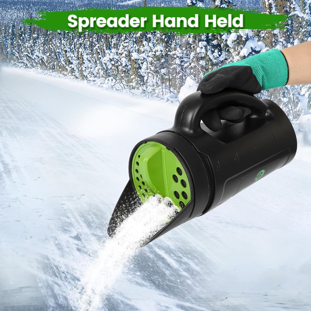 Hand Spreader Shaker, Multiple Adjustable Opening Sizes for All Purpose for Grass Seed, Fertilizer & Earth Food, Snow