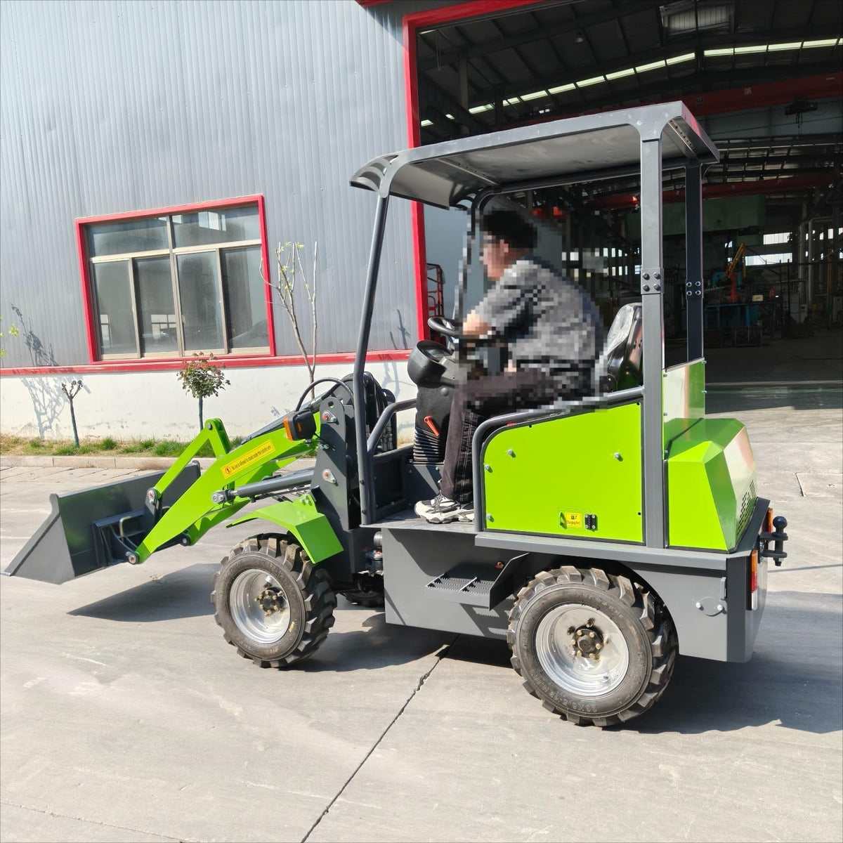 Full Electric Wheel Loader with Bucket, Compact Front End Loader, 1760 Lb Load Capacity Electric Wheel Skid Steer