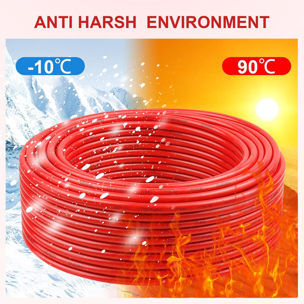 THHN Wire 12 Gauge 50 FT, 12 AWG Stranded OFC Copper Electrical Building Wire with Nylon Jacket PVC Insulation, Rated