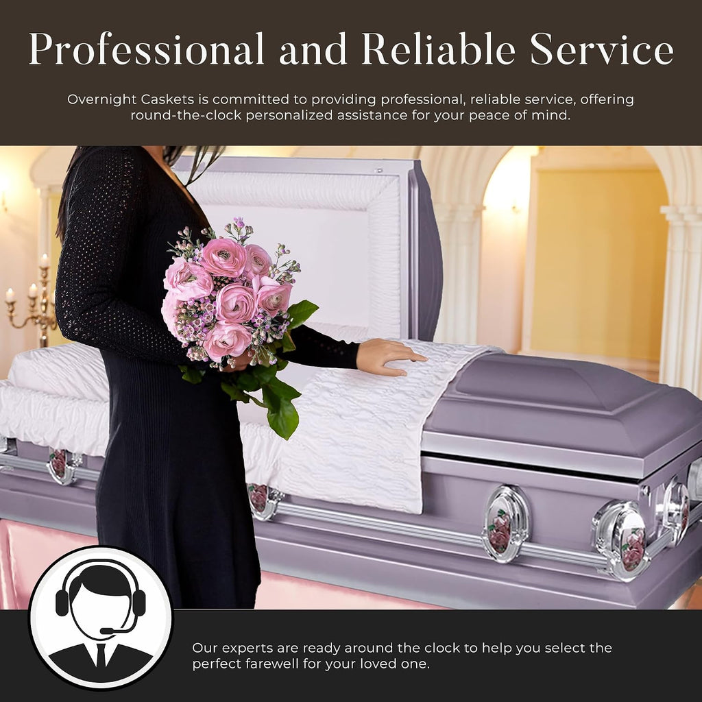 Heavenly Mother Metal Casket Pink w/Pink Crepe Interior