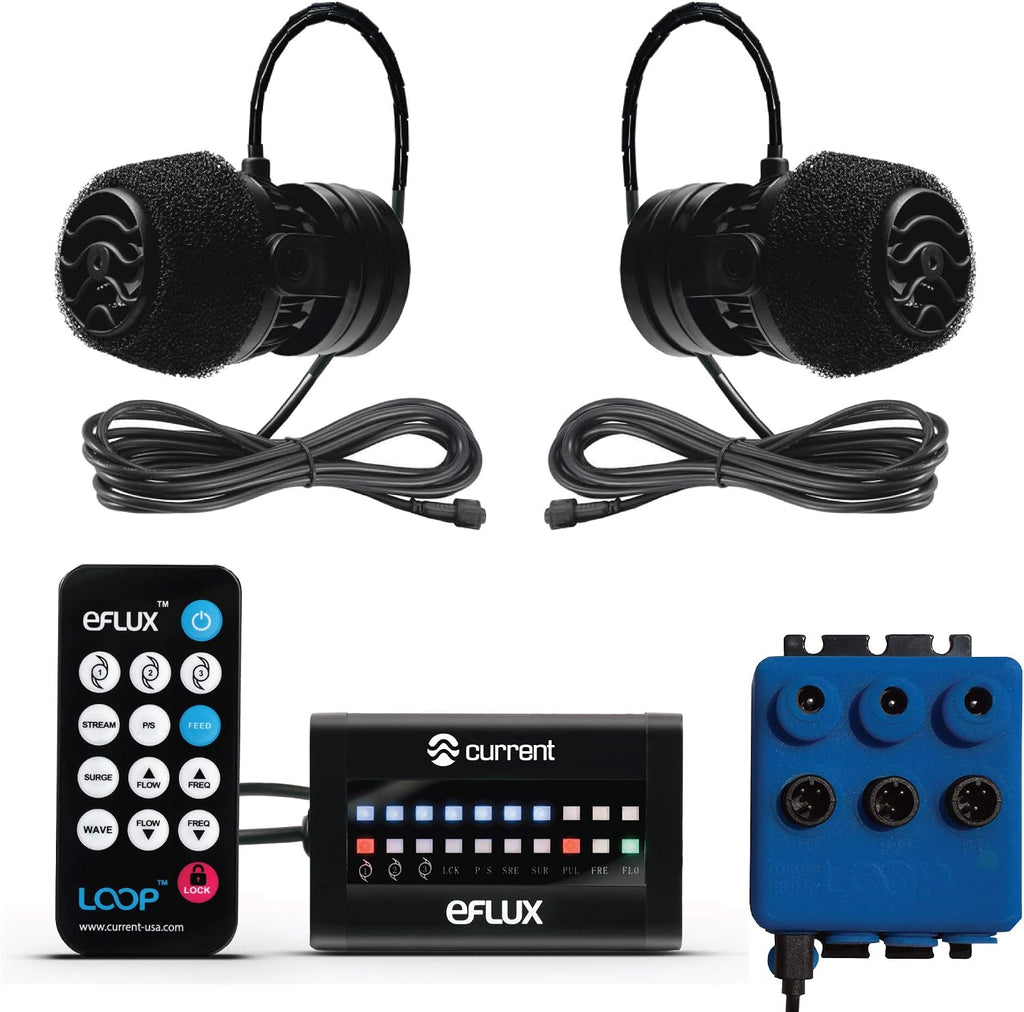 Dual eFlux Aquarium Wave Pumps, 1,050gph - Includes 2 Wave Maker Water Circulation Pumps for Freshwater and Saltwater